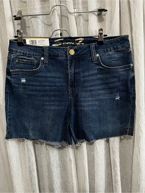 Seven7 Dark Blue Distressed Denim Cutoff Shorts
